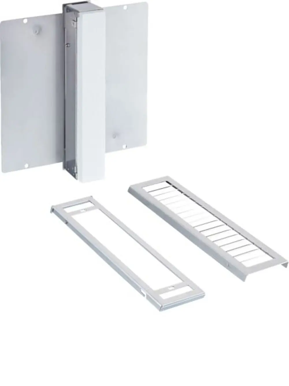 Produktbild: STIEBEL ELTRON Fassadengitter small LWE-W 115 P FG VA SB, 203779, weiße Gitter und Befestigungselemente.